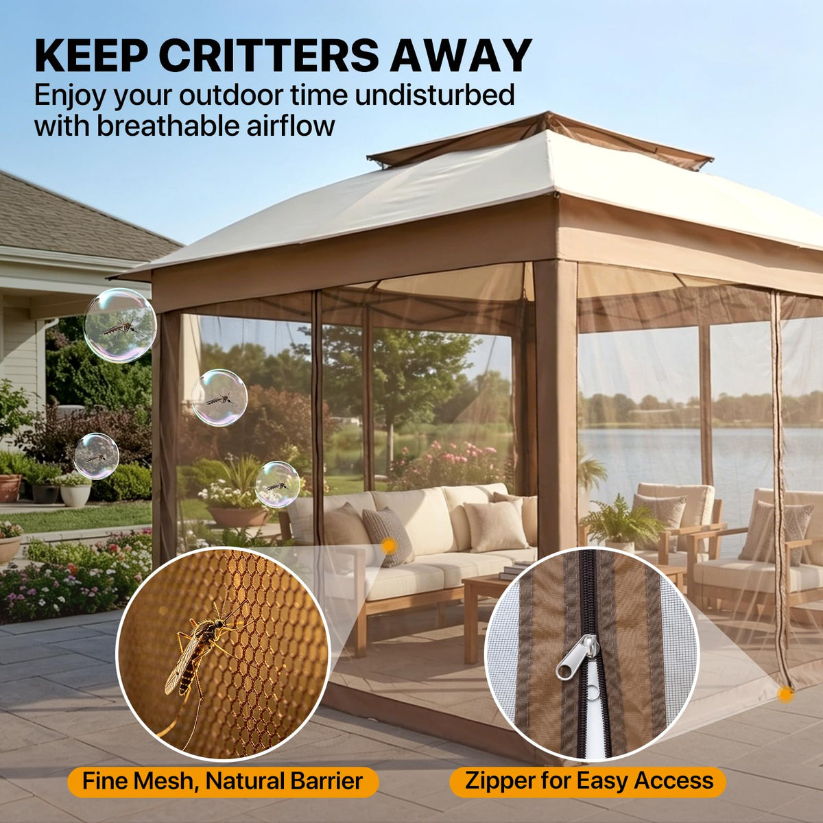 11x11 Pop Up Gazebo with Netting M11338