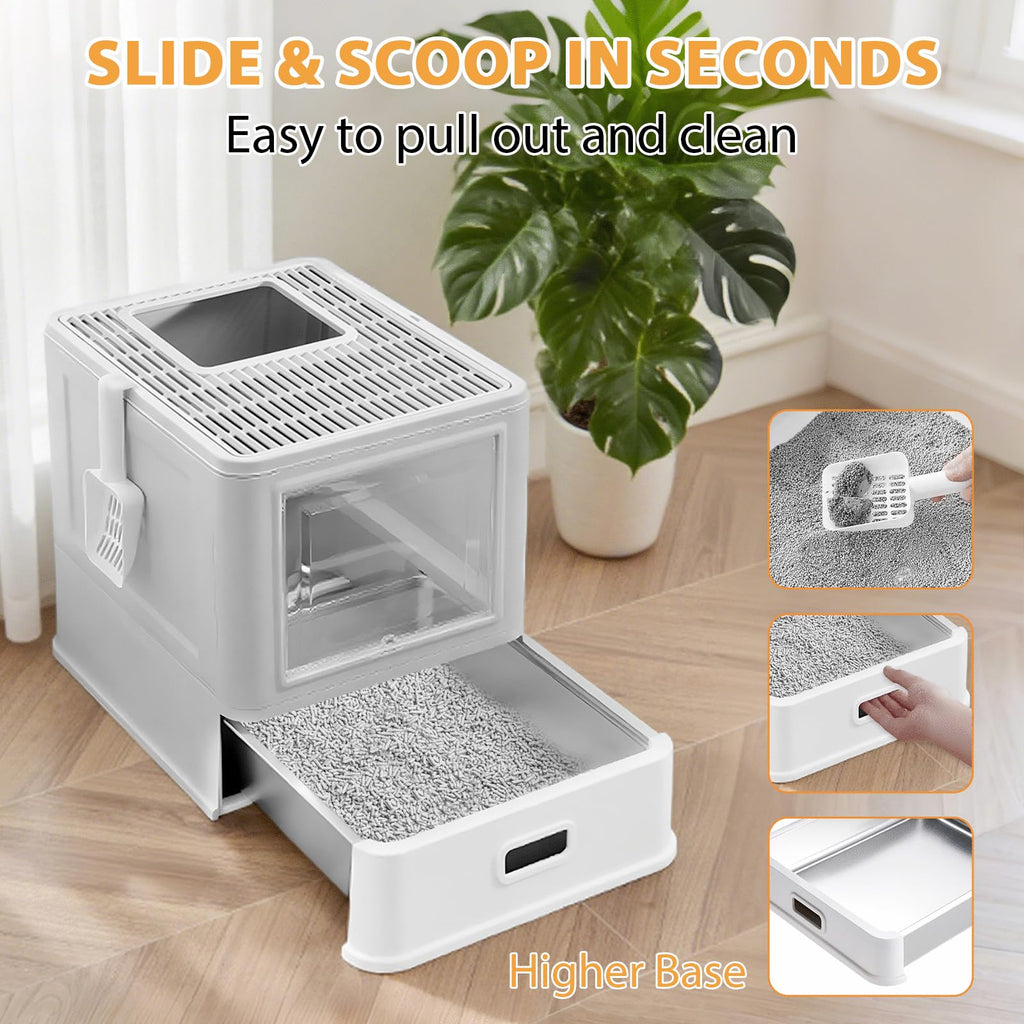 XL Stainless Steel Cat Litter Box with Drawer H53765