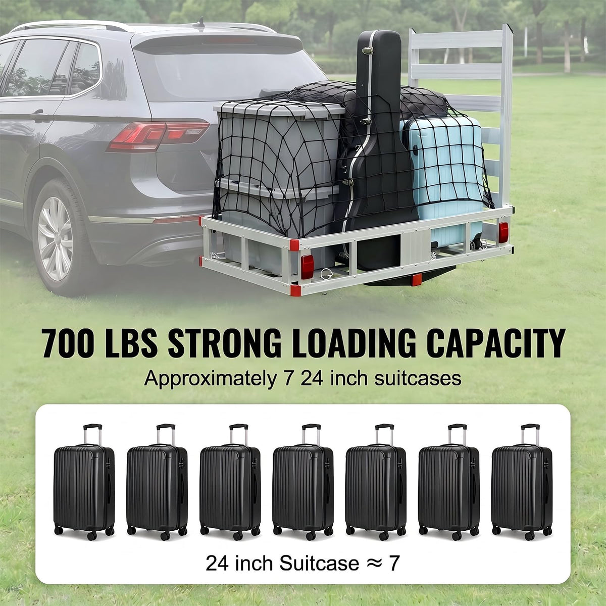 Aluminum Hitch Cargo Carrier with Folding Ramp J258