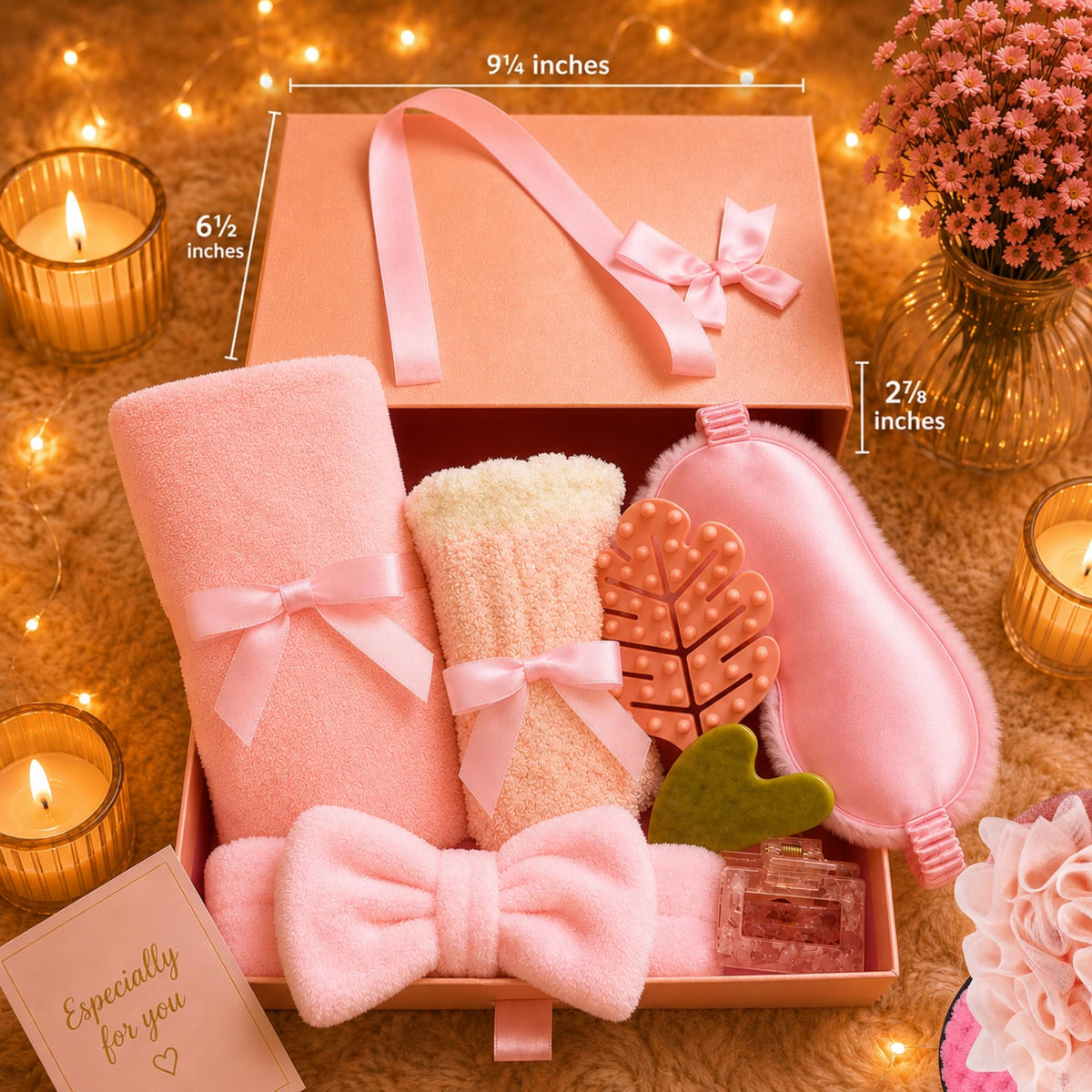 11pc Pink Spa Gift Set with Gua Sha and Sleep Mask F25350