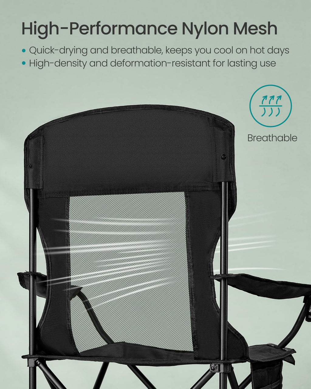Breathable Camping Chairs, Set of 2, 330 lb Weight Capacity F594205