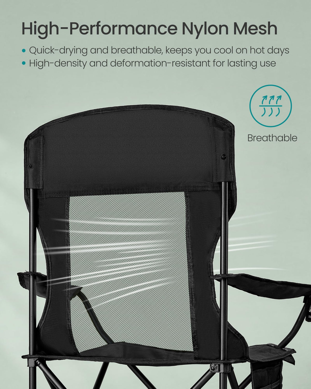 Breathable Camping Chairs, Set of 2, 330 lb Weight Capacity F594205
