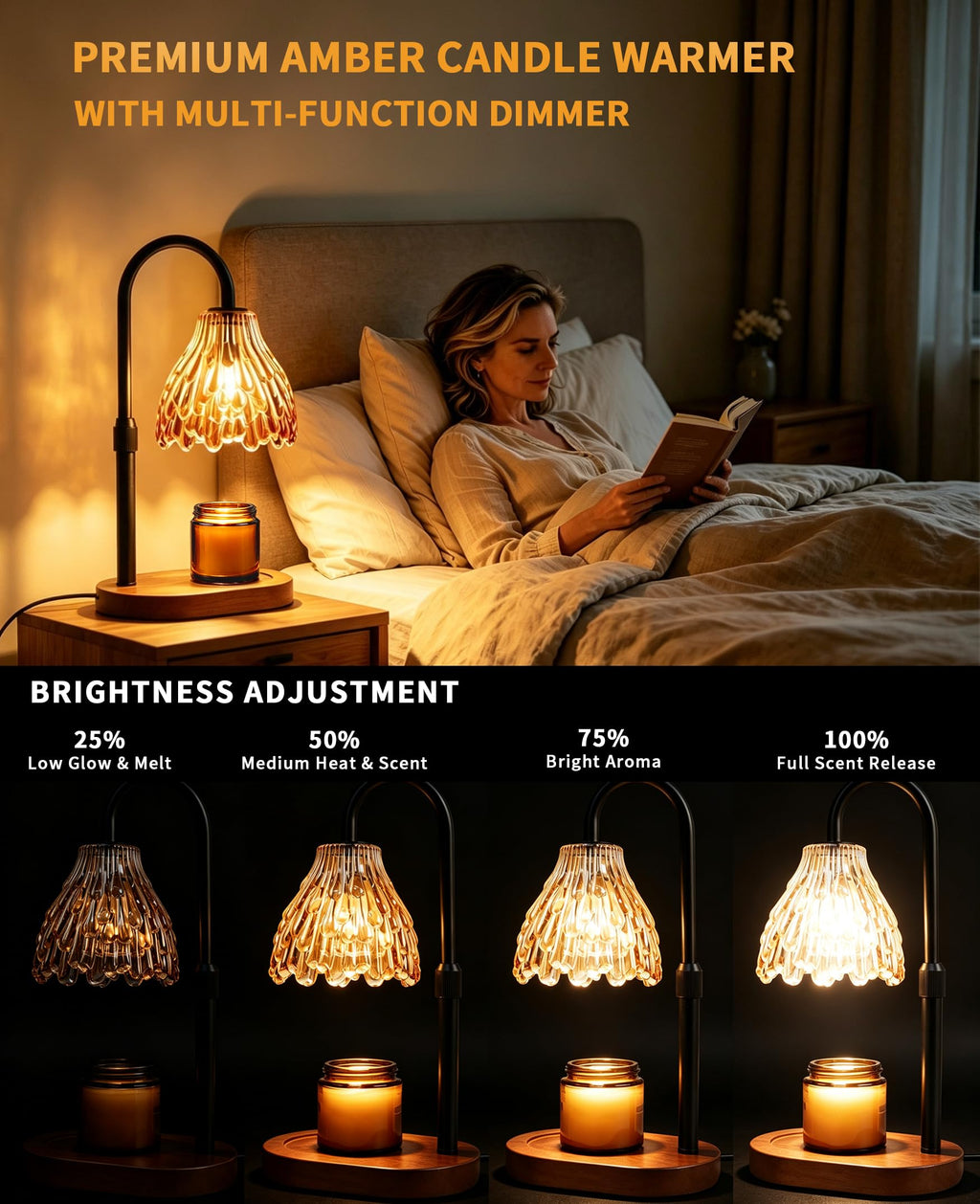 Glass Candle Warmer Lamp with Timer & Dimmer Q865