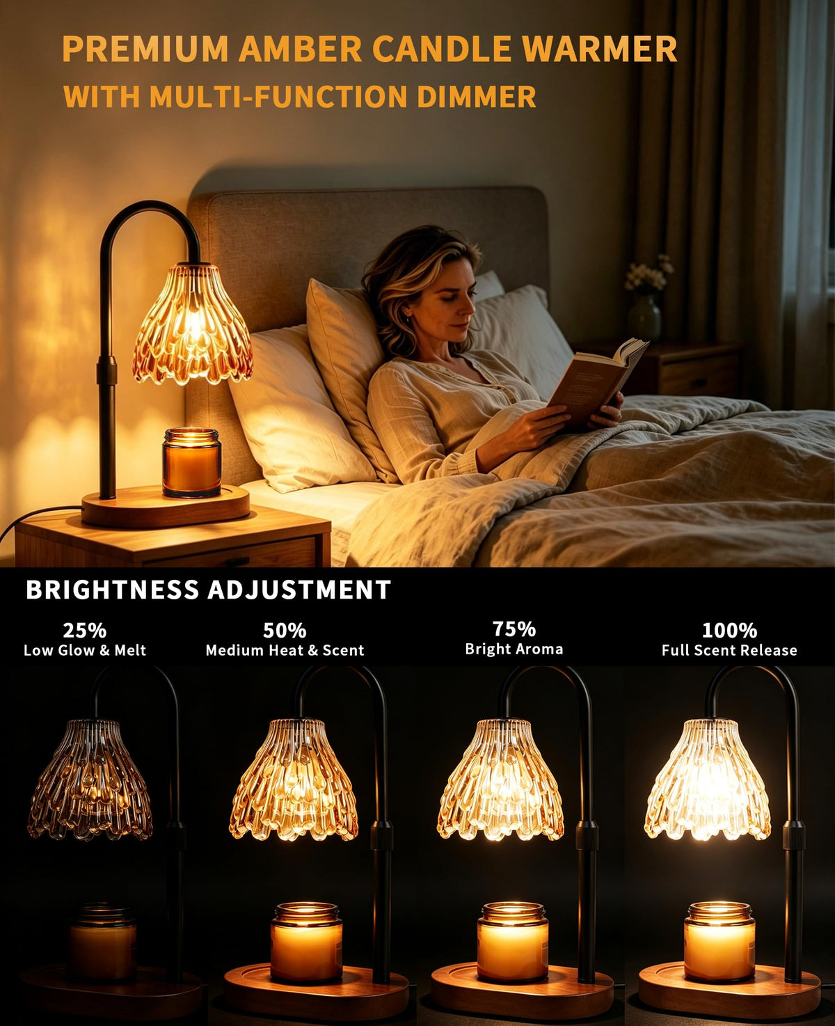 Glass Candle Warmer Lamp with Timer & Dimmer Q865