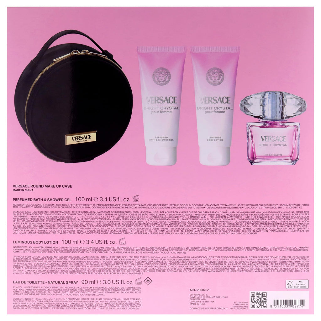 4 Pc Gift Set 3oz EDT Spray, 3.4oz Body Lotion, 3.4oz Shower Gel, Round Make Up Case U32889