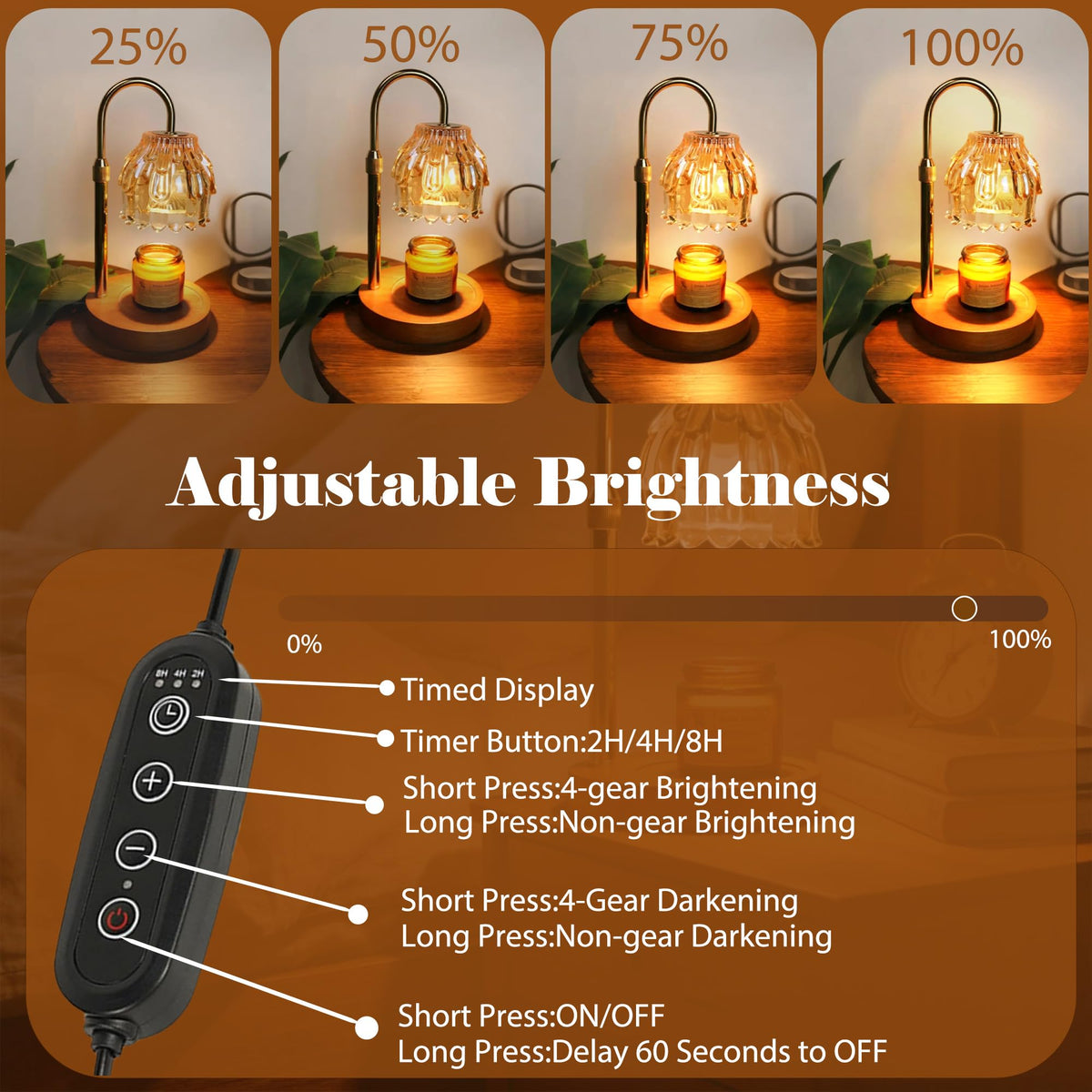 Candle Warmer Lamp with Timer Dimmable Adjustable Height X921114