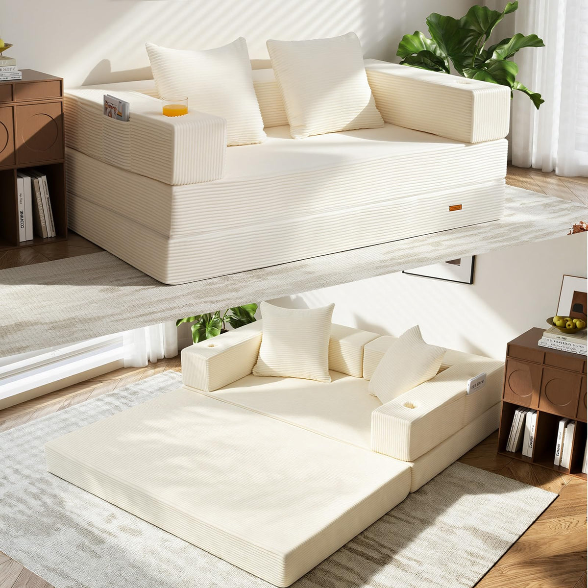 Beige Futon Sofa Bed N88571