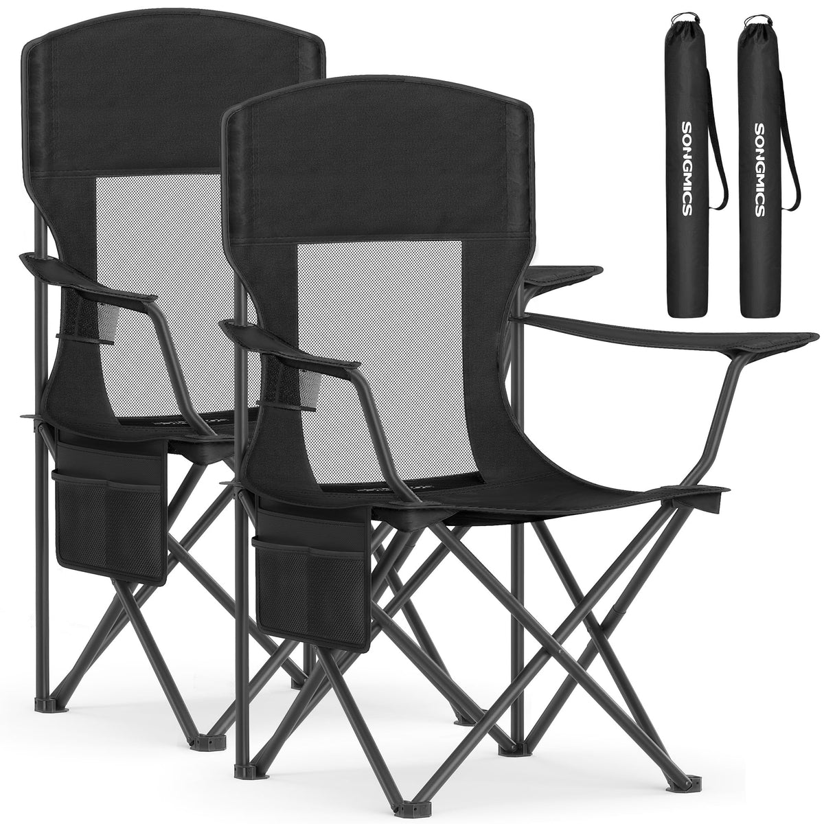 Breathable Camping Chairs, Set of 2, 330 lb Weight Capacity F594205
