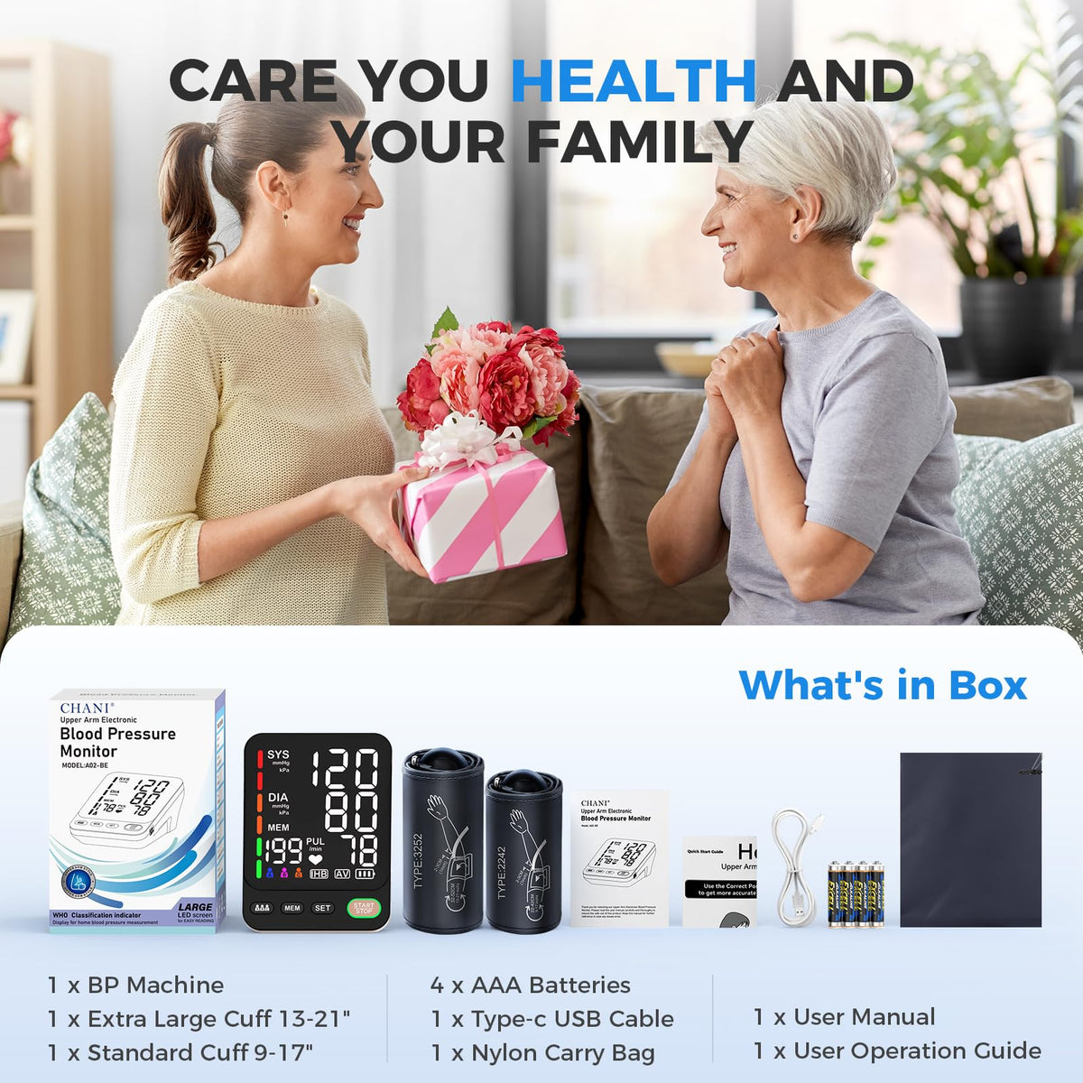 Automatic Blood Pressure Monitor & 2 Cuffs F4053
