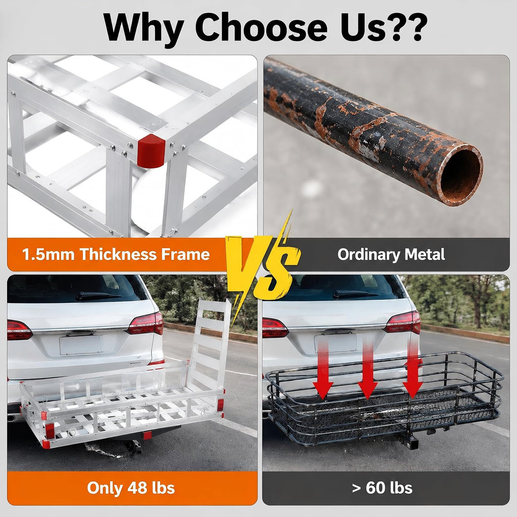 Aluminum Hitch Cargo Carrier with Folding Ramp J258