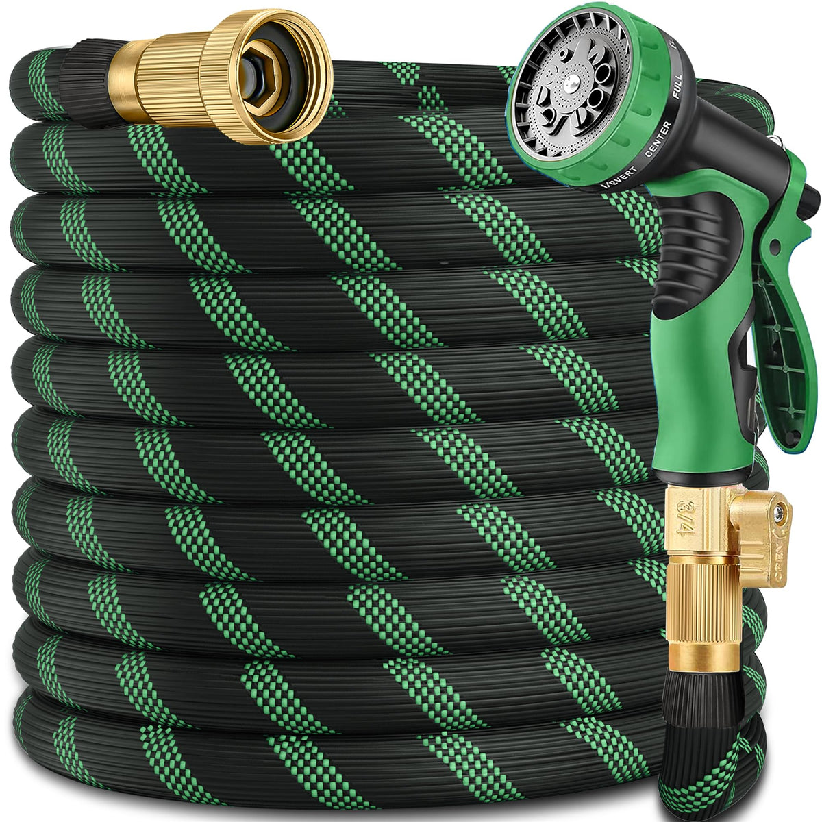 100FT Lightweight Garden Hose with 10-Pattern Nozzle A95692