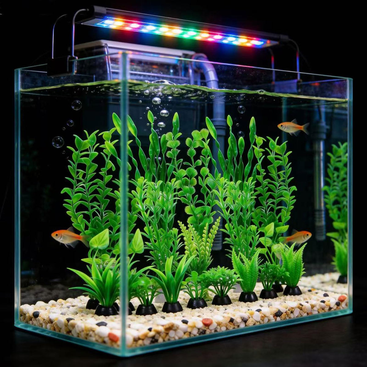 Artificial Aquarium Plants Set, Plastic Fish Tank Decorations (18pcs-Green) T193