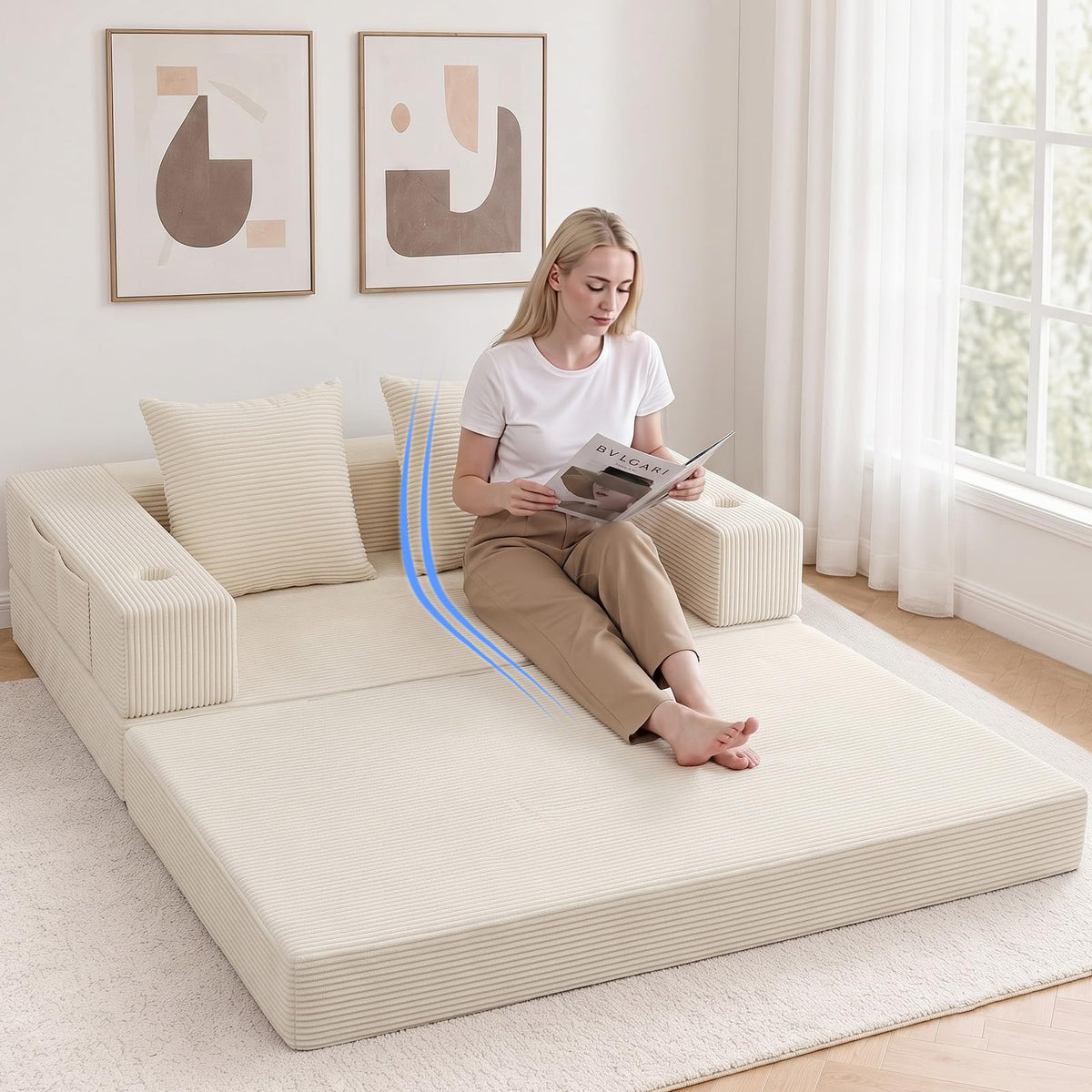 Beige Futon Sofa Bed N88571