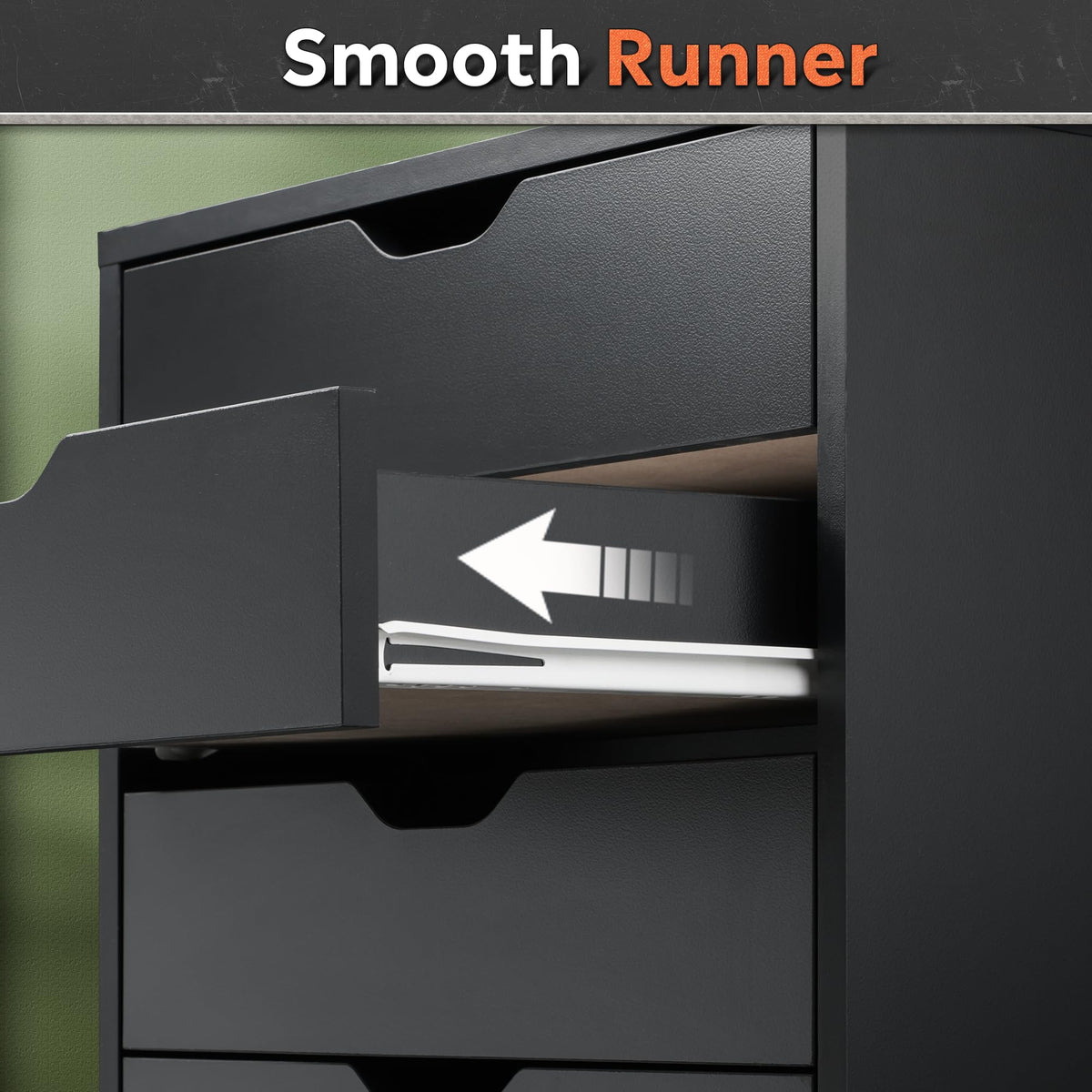 5 Drawer Black Filing Cabinet A488