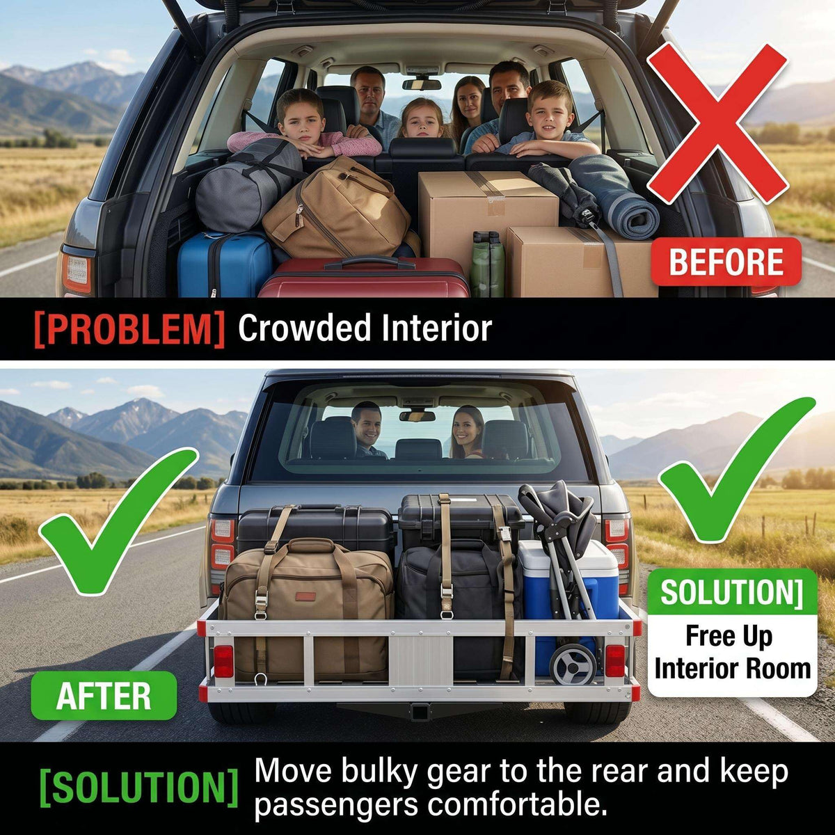 Aluminum Hitch Cargo Carrier with Folding Ramp J258