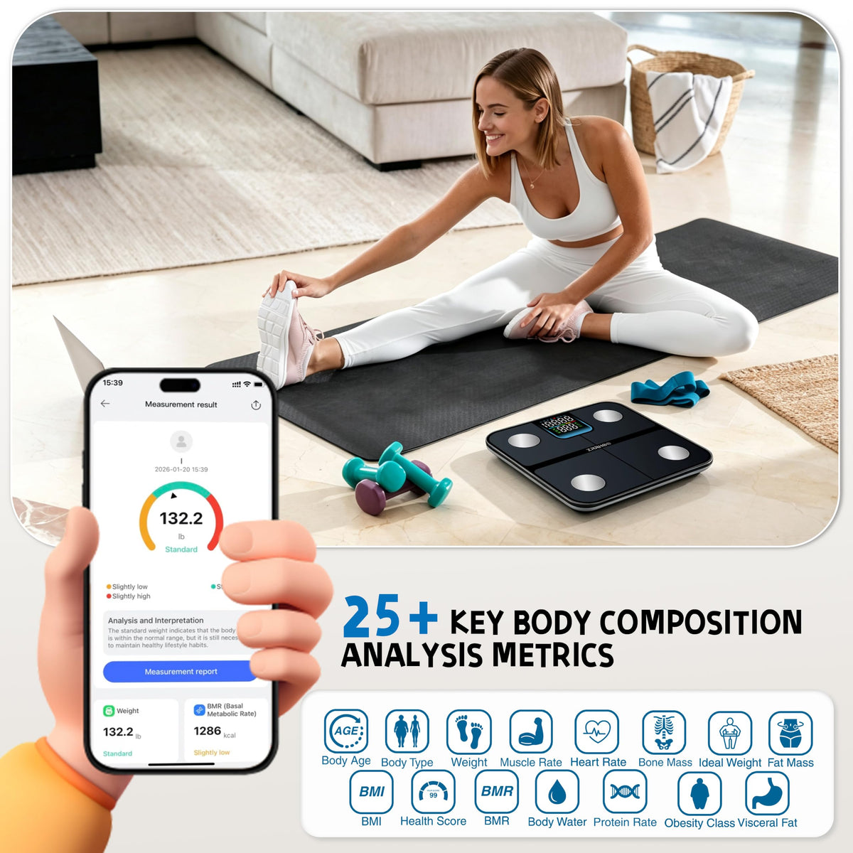 25 Body Composition Bluetooth Digital Weight Scale W2984