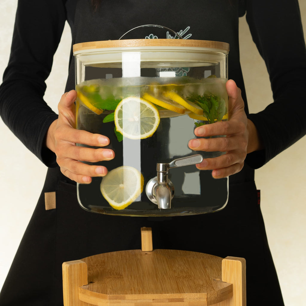 Glass Drink Dispenser with Stand, 1/2 Gallon Stainless Spigot K93097