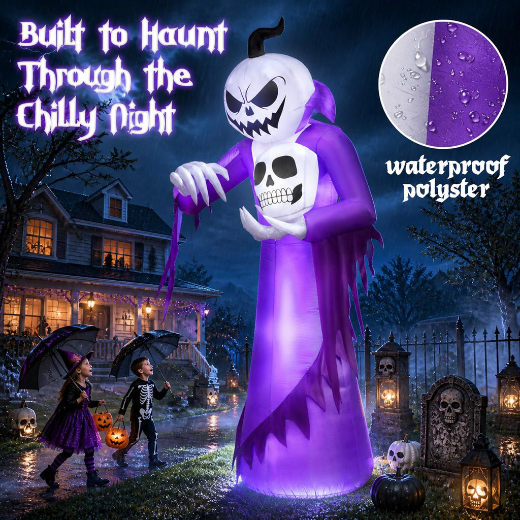 12FT Halloween Inflatables Outdoor Pumpkin Ghost Wizard B80927