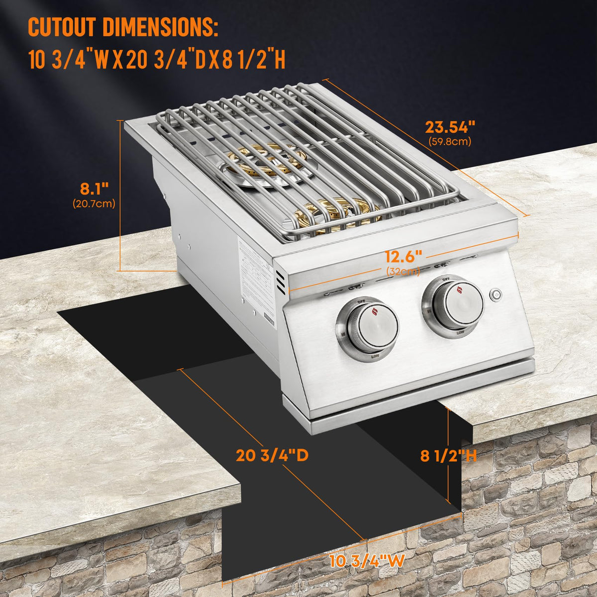24,000BTU Liquid Propane Double Side Burner I386778