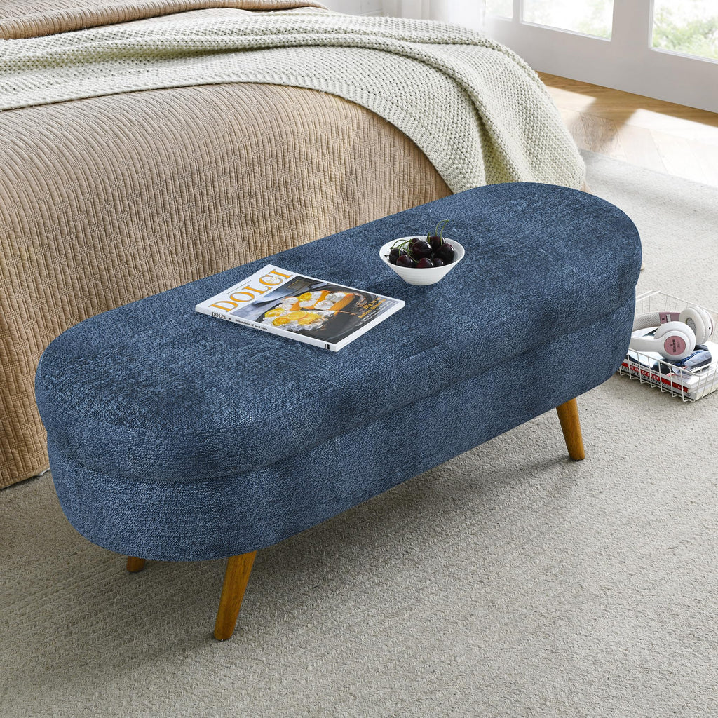 Oval Storage Bench with Rubber Wood Legs U264830
