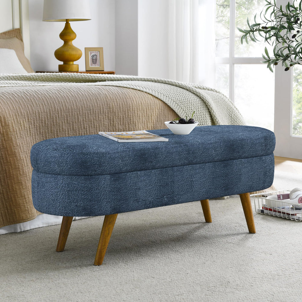 Oval Storage Bench with Rubber Wood Legs U264830