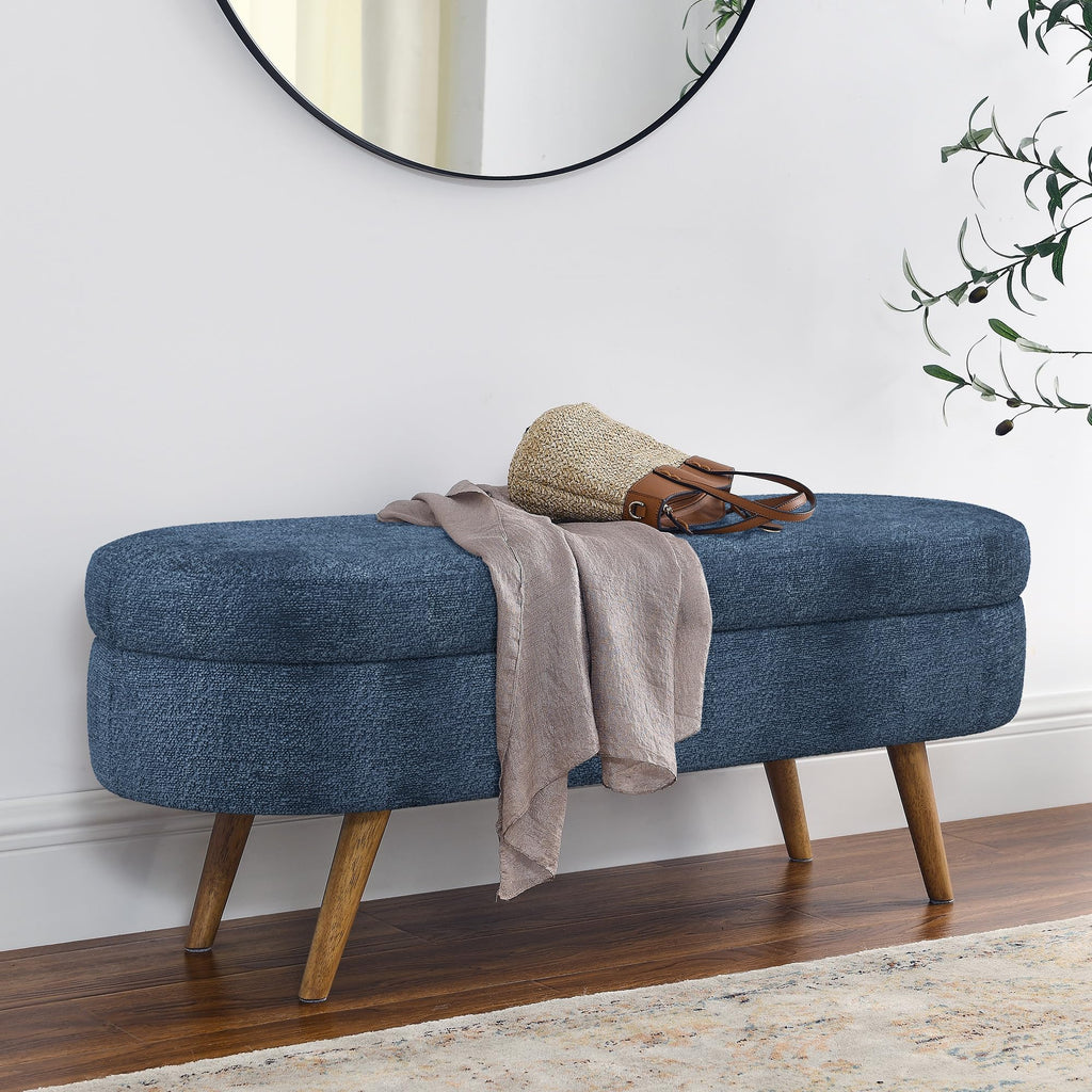 Oval Storage Bench with Rubber Wood Legs U264830