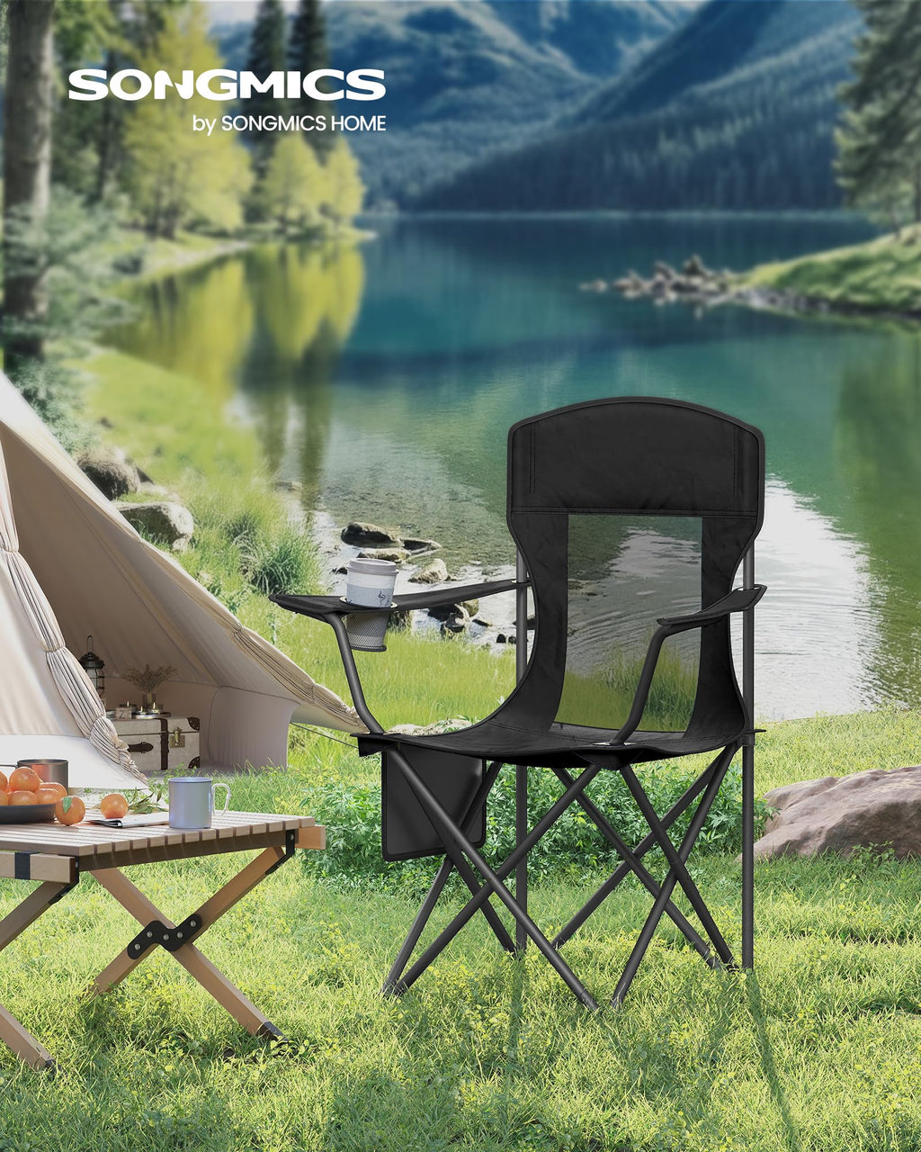 Breathable Camping Chairs, Set of 2, 330 lb Weight Capacity F594205