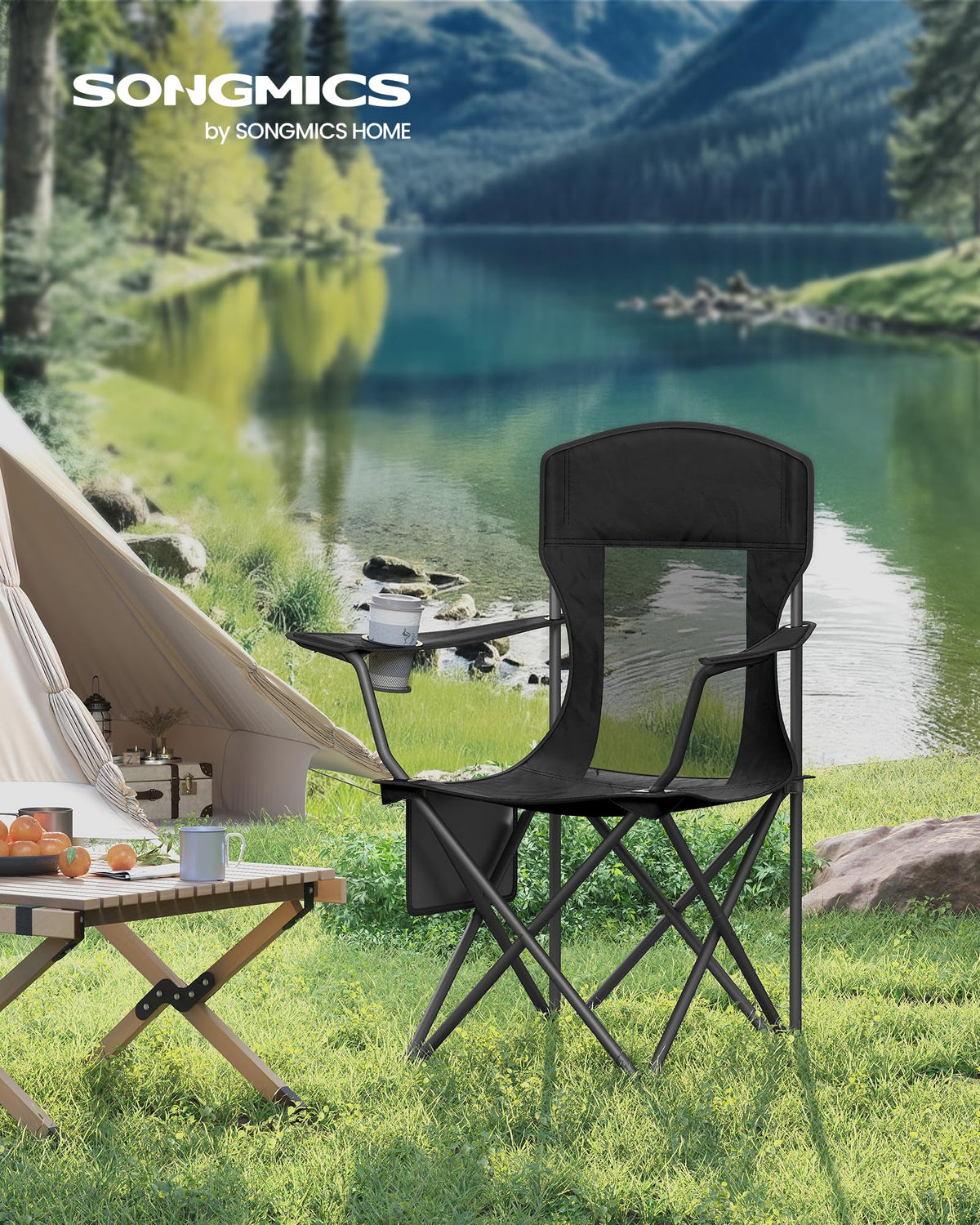 Breathable Camping Chairs, Set of 2, 330 lb Weight Capacity F594205